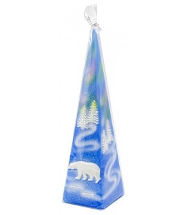 Свеча сувенирная «Белый медведь» «Пирамида», 60/228 мм, бело-голубая