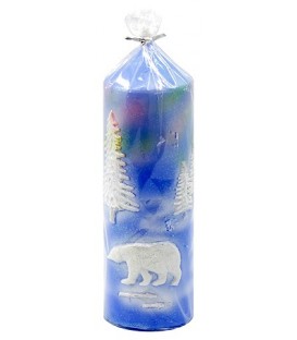 Свеча сувенирная «Белый медведь» «Столбик», 50/140 мм, бело-голубая