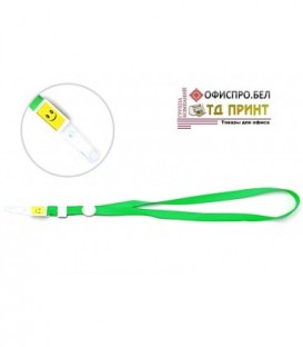 Шнурок для бэйджа (тесьма) с клипсой, зеленый, ширина тесьмы 1,5 см, длина 44 см.