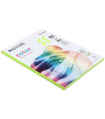 Бумага офисная цветная Maestro (формат А4 в упаковке по 100 листов) А4 (210*297 мм), 80 г/м2, 100 л., зеленый неон