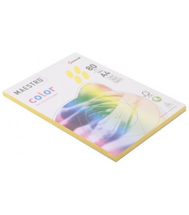 Бумага офисная цветная Maestro (формат А4 в упаковке по 100 листов) А4 (210*297 мм), 80 г/м2, 100 л., солнечно-желтая