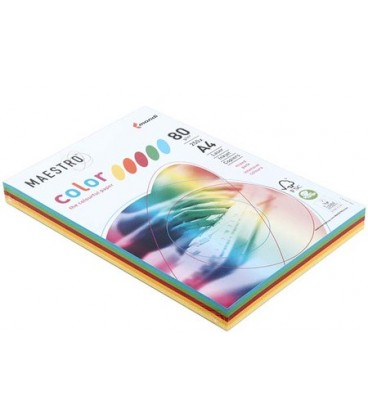 Бумага офисная цветная Maestro Mix (несколько цветов в упаковке) А4 (210*297 мм), 80 г/м2, 250 л., Mix 5 цветов