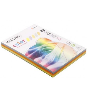 Бумага офисная цветная Maestro Mix (несколько цветов в упаковке) А4 (210*297 мм), 80 г/м2, 250 л., Mix 5 цветов, Trend