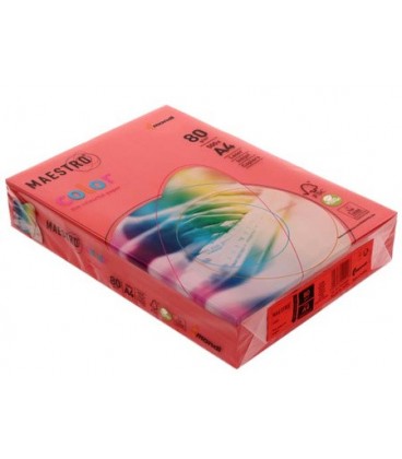 Бумага офисная цветная Maestro А4 (210*297 мм), 80 г/м2, 500 л., кораллово-красная