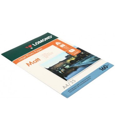 Бумага для струйной фотопечати матовая односторонняя Lomond А4 (210*297 мм), 160 г/м2, 25 л., односторонняя