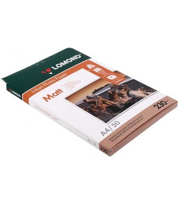 Бумага для струйной фотопечати матовая односторонняя Lomond А4 (210*297 мм), 230 г/м2, 50 л., односторонняя