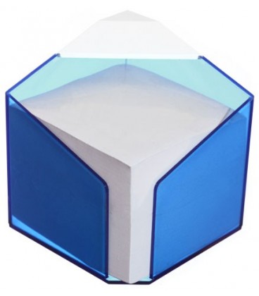 Бокс с бумагой для заметок «Статус» 90*90*70 мм, серая, бокс прозрачно-синий