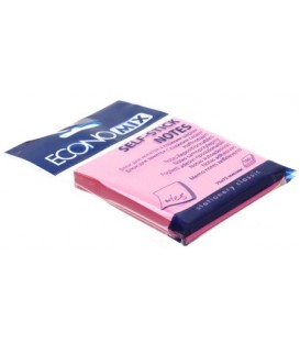 Бумага для заметок с липким краем Economix 75*75 мм, 1 блок*100 л., розовая