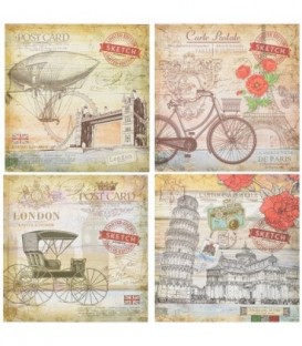 Блокнот Post Card/Postale 205*205 мм, 120 л., клетка, ассорти