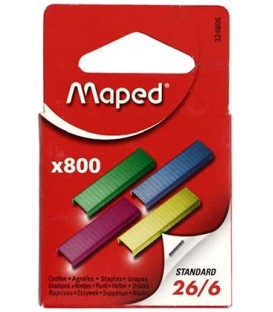 Скобы для степлеров Maped №26/6, 800 шт., цветные