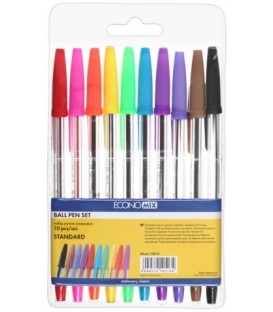 Набор шариковых ручек Economix 10 шт., 10 цветов