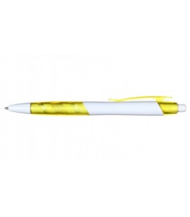 Ручка шариковая автоматическая Sponsor SLP009 корпус белый с желтым, стержень синий