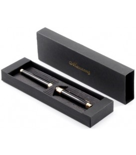 Ручка подарочная перьевая Manzoni Venezia корпус черный, золотистая отделка