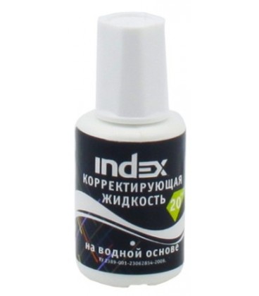 Корректирующая жидкость Index 20 мл, на водной основе, с кисточкой