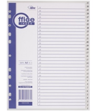 Разделители для регистраторов пластиковые Forpus 31 л., индексы по датам (31-1)