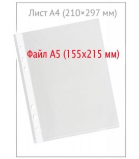Файл А5 перфорированный Economix 30 мкм, текстурированный, матовый, 155*215 мм (до 70 л.)