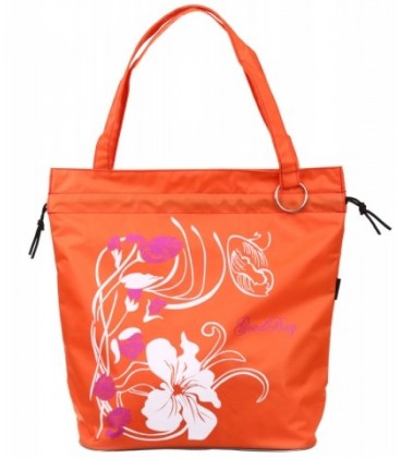 Сумка пляжная с ручками Cagia 420*430*180 мм, оранжевая с рисунком