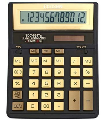 Калькулятор 12-разрядный Citizen SDC-888TII черный с золотистым