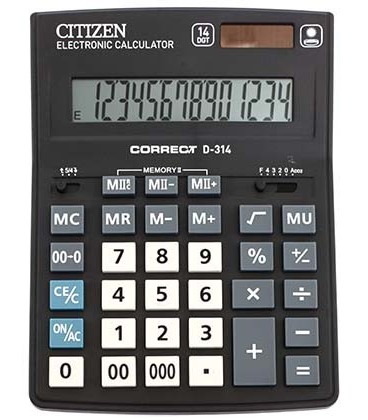 Калькулятор 14-разрядный Citizen D-314 серый