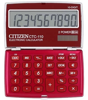 Калькулятор карманный 10-разрядный Citizen CTC-110 красный