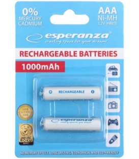 Аккумулятор Esperanza AAA, 1.2V, 1000 mAh (2 шт. в упаковке)