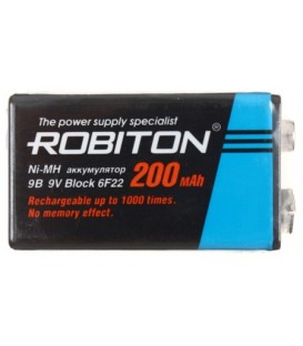 Аккумулятор Robiton 9V, 6F22, 200 mAh (1 шт. в упаковке)