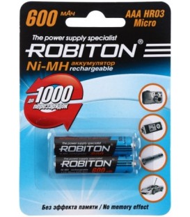 Аккумулятор Robiton AAА, HR03, 1.2V, 600 mAh (2 шт. в упаковке)