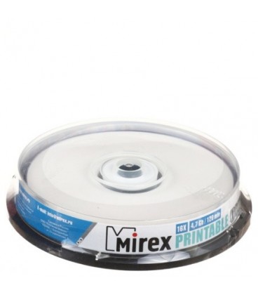 Компакт-диск DVD+R Mirex 16x, 10 шт., в тубе