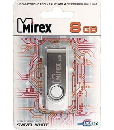 Флэш-накопитель Mirex Swivel 8Gb, корпус белый