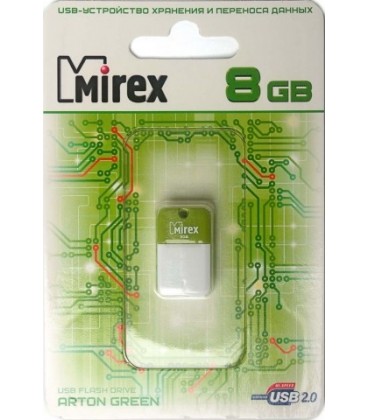 Флэш-накопитель Mirex Arton 8Gb, корпус бело-зеленый