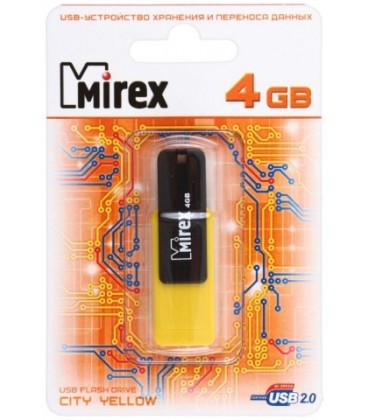 Флэш-накопитель Mirex City 4Gb, корпус черный с желтым