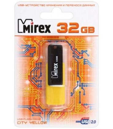 Флэш-накопитель Mirex City 32Gb, корпус черный с желтым