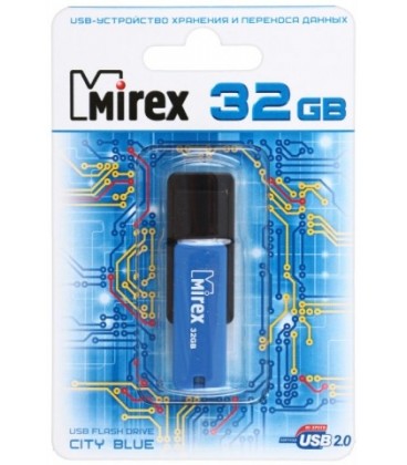 Флэш-накопитель Mirex City 32Gb, корпус черный с синим
