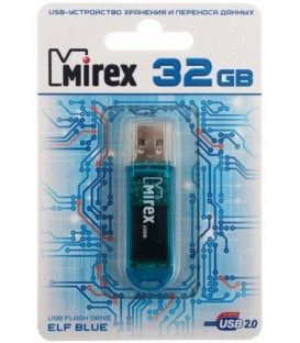 Флэш-накопитель Mirex Elf 32Gb, USB 2.0, корпус прозрачно-голубой