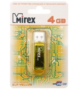 Флэш-накопитель Mirex Elf 4Gb, корпус прозрачно-желтый