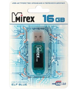 Флэш-накопитель Mirex Elf 16Gb, USB 2.0, корпус прозрачно-синий