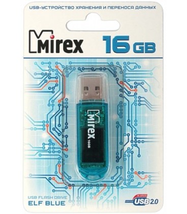 Флэш-накопитель Mirex Elf 16Gb, USB 2.0, корпус прозрачно-синий
