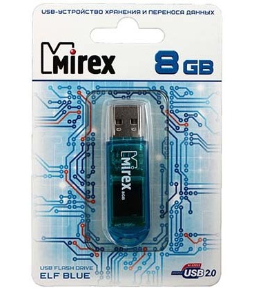 Флэш-накопитель Mirex Elf 8Gb, USB 2.0, корпус прозрачно-синий