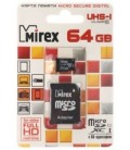 Карта памяти micro Mirex class 10 micro SDНС, class 10, 64Gb + переходник на SD