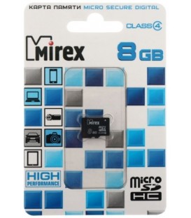 Карта памяти micro SDHC Mirex class 4 micro SDHC, class4, 8Gb