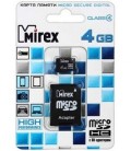 Карта памяти micro SDHC Mirex class 4 micro SDНС, class 4, 4Gb + переходник на SD