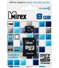 Карта памяти micro SDHC Mirex class 4 micro SDНС, class 4, 8Gb + переходник на SD