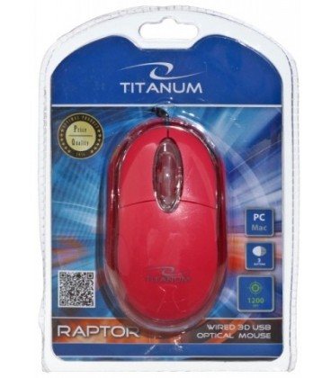 Мышь компьютерная Titanum Raptor TM102K USB, проводная, красная