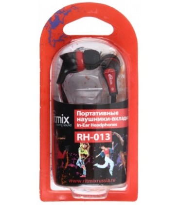 Наушники Ritmix RH-013 черные с красным