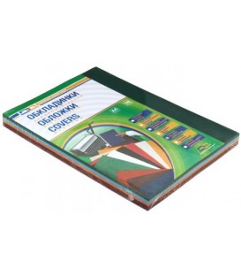 Обложки для переплета картонные D-A А4, 100 шт., 230-250 г/м2, 5 цветов, фактура «под кожу», ассорти