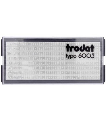 Касса символов для самонаборных штампов Trodat typo 6003 328 символов, высота 3 мм, шрифт латинский
