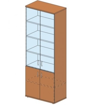 Шкаф офисный 804*450*2155 мм, без замка со стеклом, груша