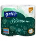 Бумага туалетная Grite Blossom 4 рулона, ширина 90 мм, белая с рисунком
