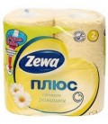 Бумага туалетная Zewa «Плюс» 4 рулона, ширина 100 мм, «Ромашка», желтая