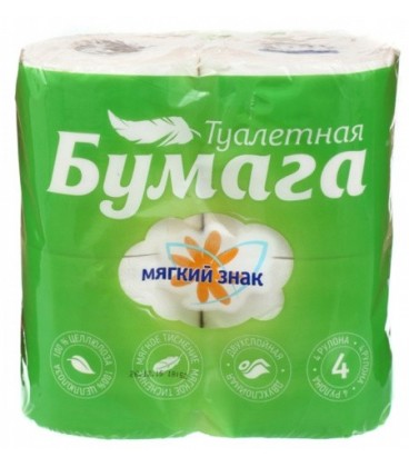 Бумага туалетная «Мягкий знак» 4 рулона, ширина 90 мм, белая